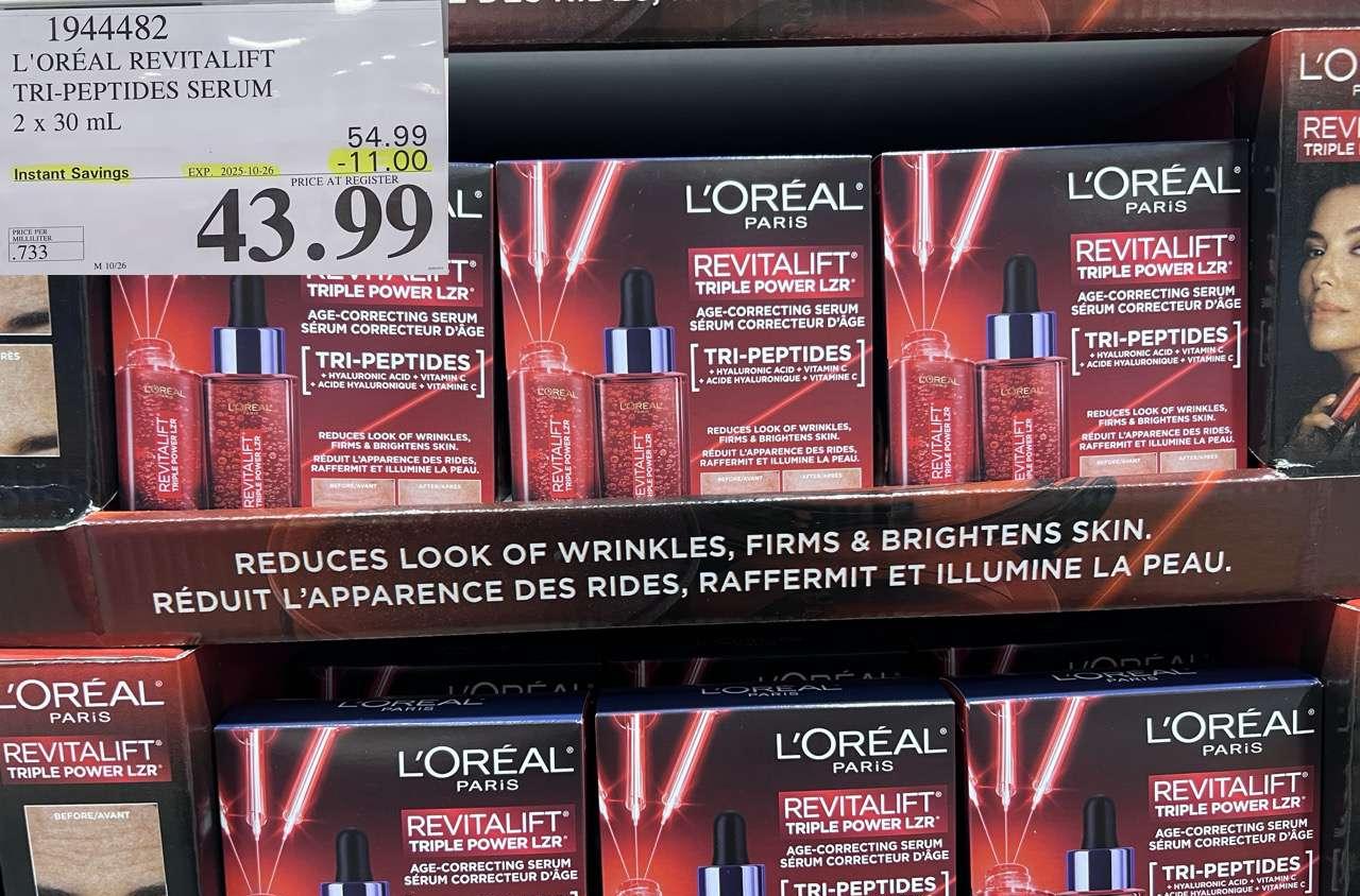 L'OREAL REVITALIFT TRI-PEPTIDES SERUM 2 X 30ML - Costco Canada deal - Save $11.00 - Health and Beauty