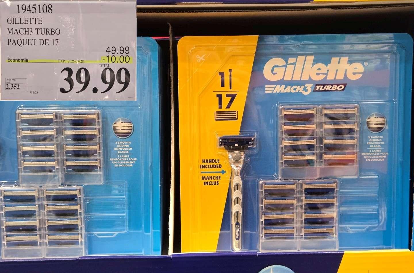 GILLETTE MACH3 TURBO PAQUET DE 17 at Costco
