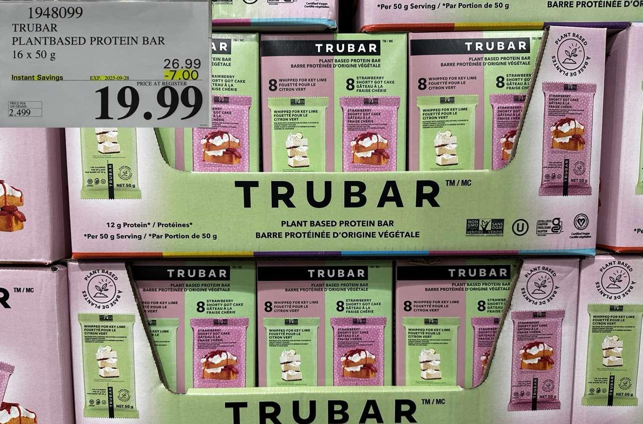TRUBAR PLANTBASED PROTEIN BAR 16 X 50G - Costco Canada deal - Save $7.00 - Health and Beauty