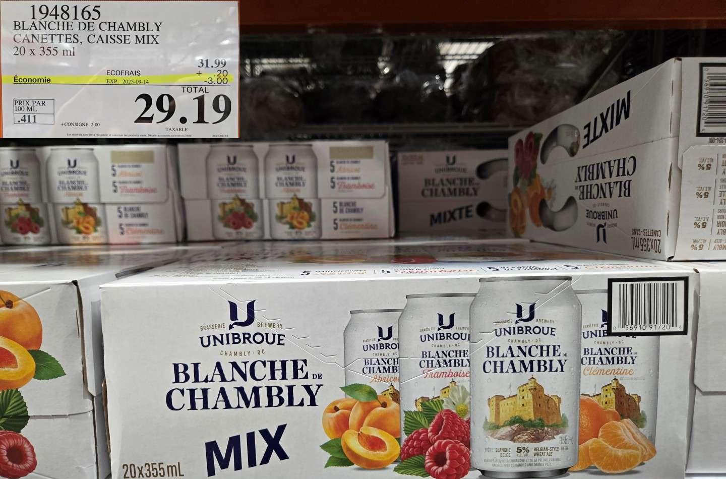 BLANCHE DE CHAMBLY  CANETTES, CAISSE MIX  20 x 355 mL at Costco