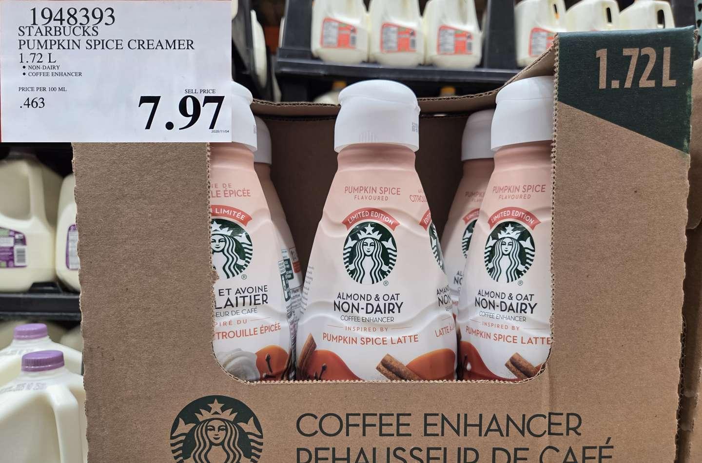 STARBUCKS PUMPKIN SPICE CREAMER 1.72L at Costco