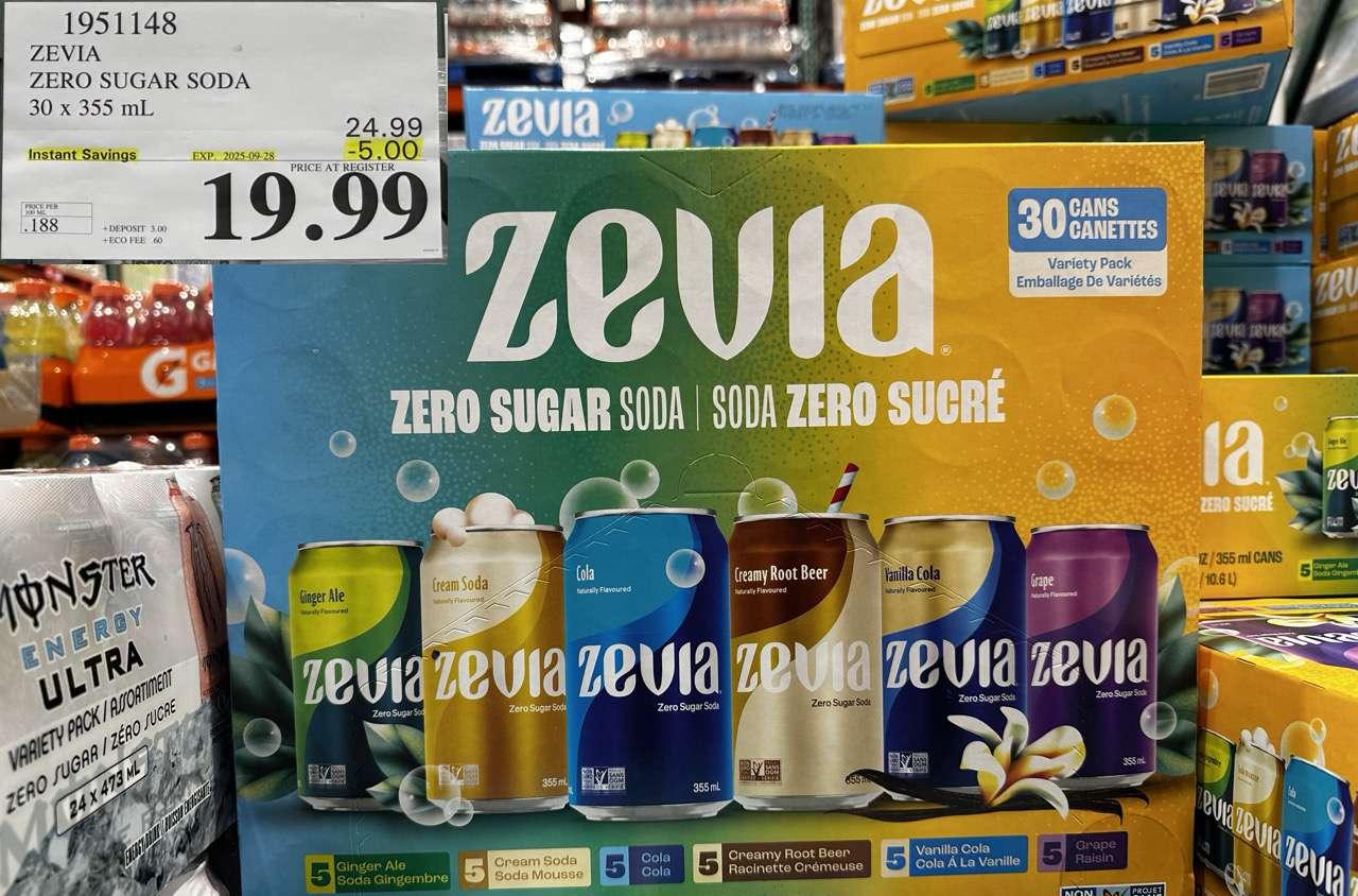 ZEVIA ZERO SUGAR SODA 30 X 355ML at Costco
