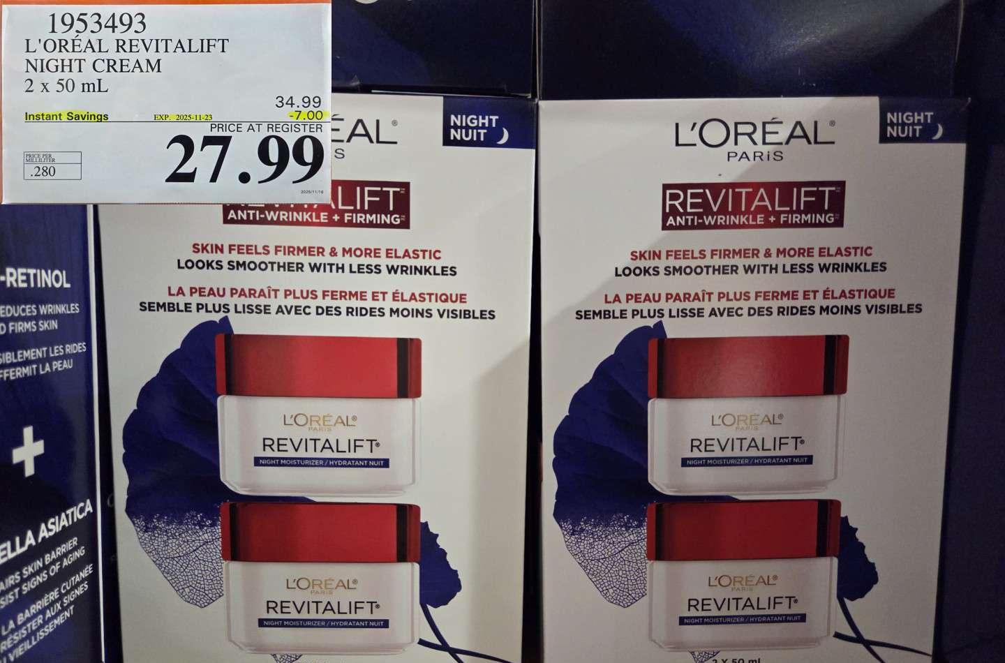 L'OREAL REVITALIFT NIGHT CREAM 2 X 50ML at Costco