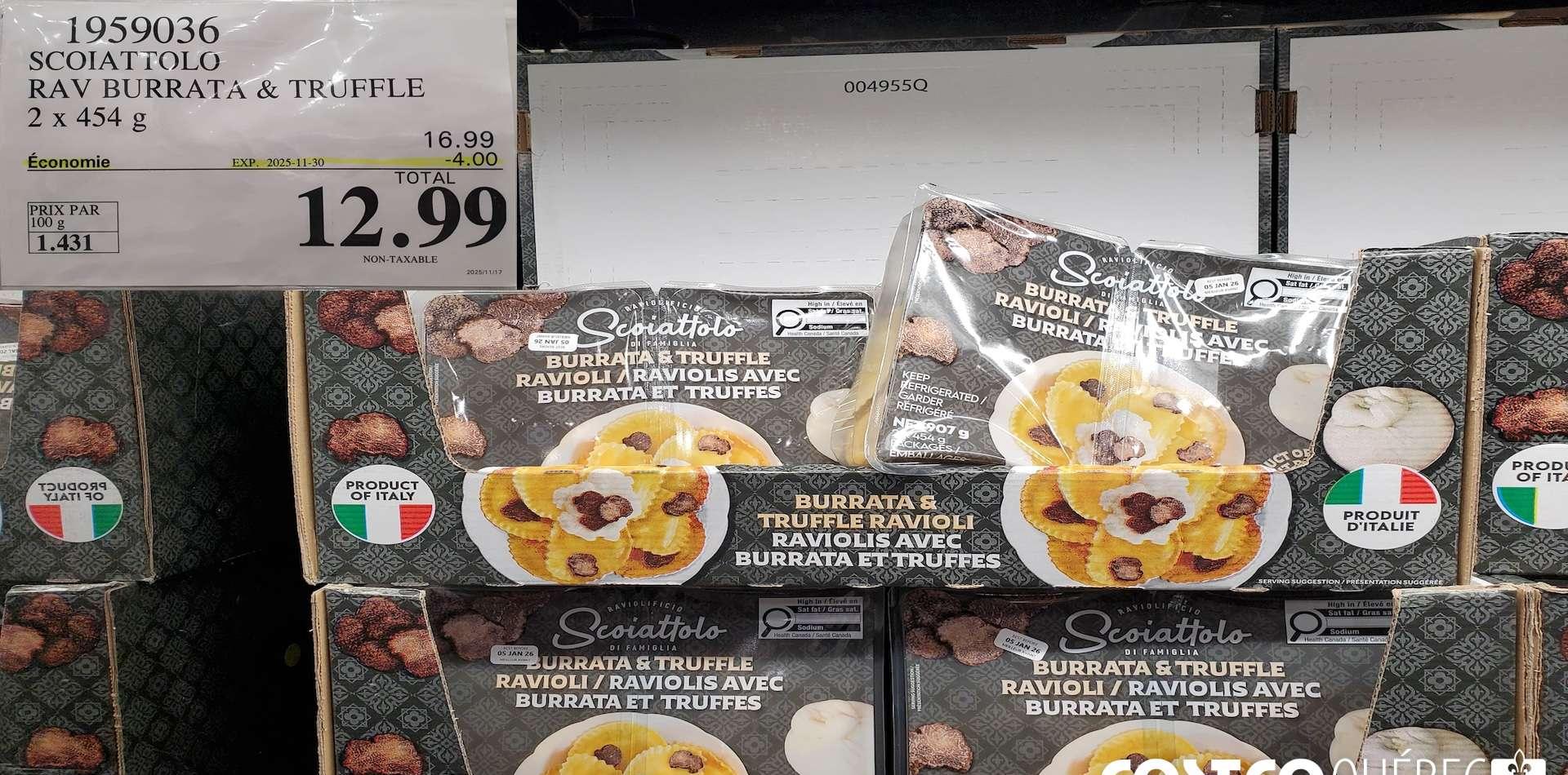 SCOIATTOLO RAV BURRATA & TRUFFLE 2 x 454 G at Costco