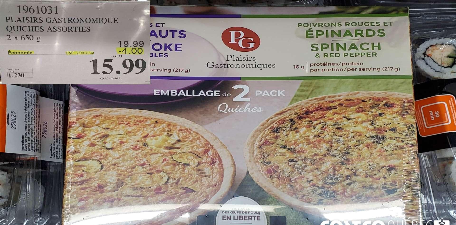 PLAISIRS GASTRONOMIQUE QUICHES ASSORTIES 2x 650 g at Costco