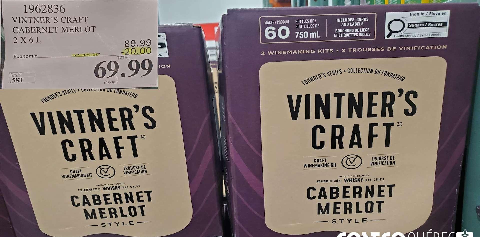 VINTNER'S CRAFT CABERNET MERLOT 2 X 6L at Costco