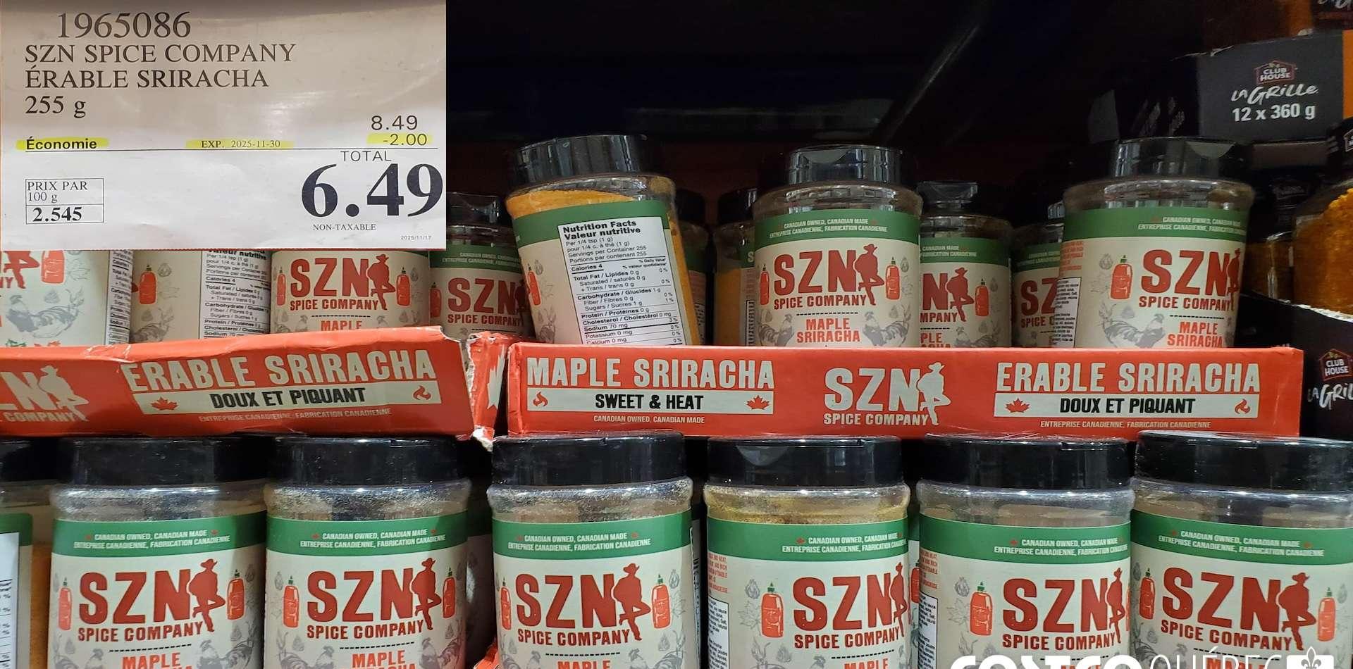 SZN SPICE COMPANY ERABLE SRIRACHA 255 g at Costco