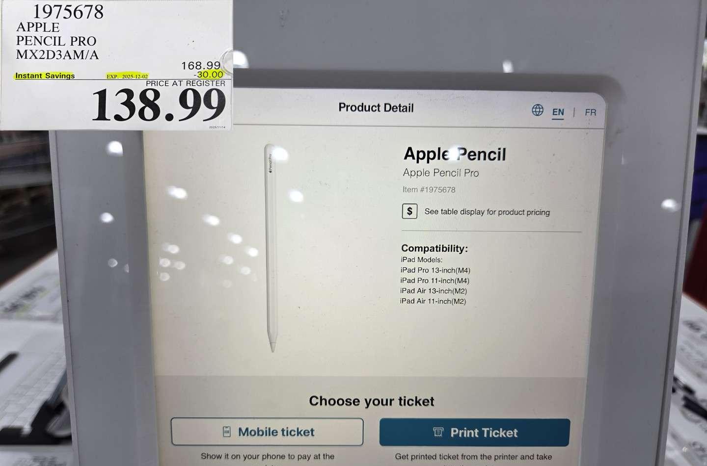 APPLE PENCIL PRO MX2D3AM/A - Costco Canada deal - Save $30.00 - Electronics