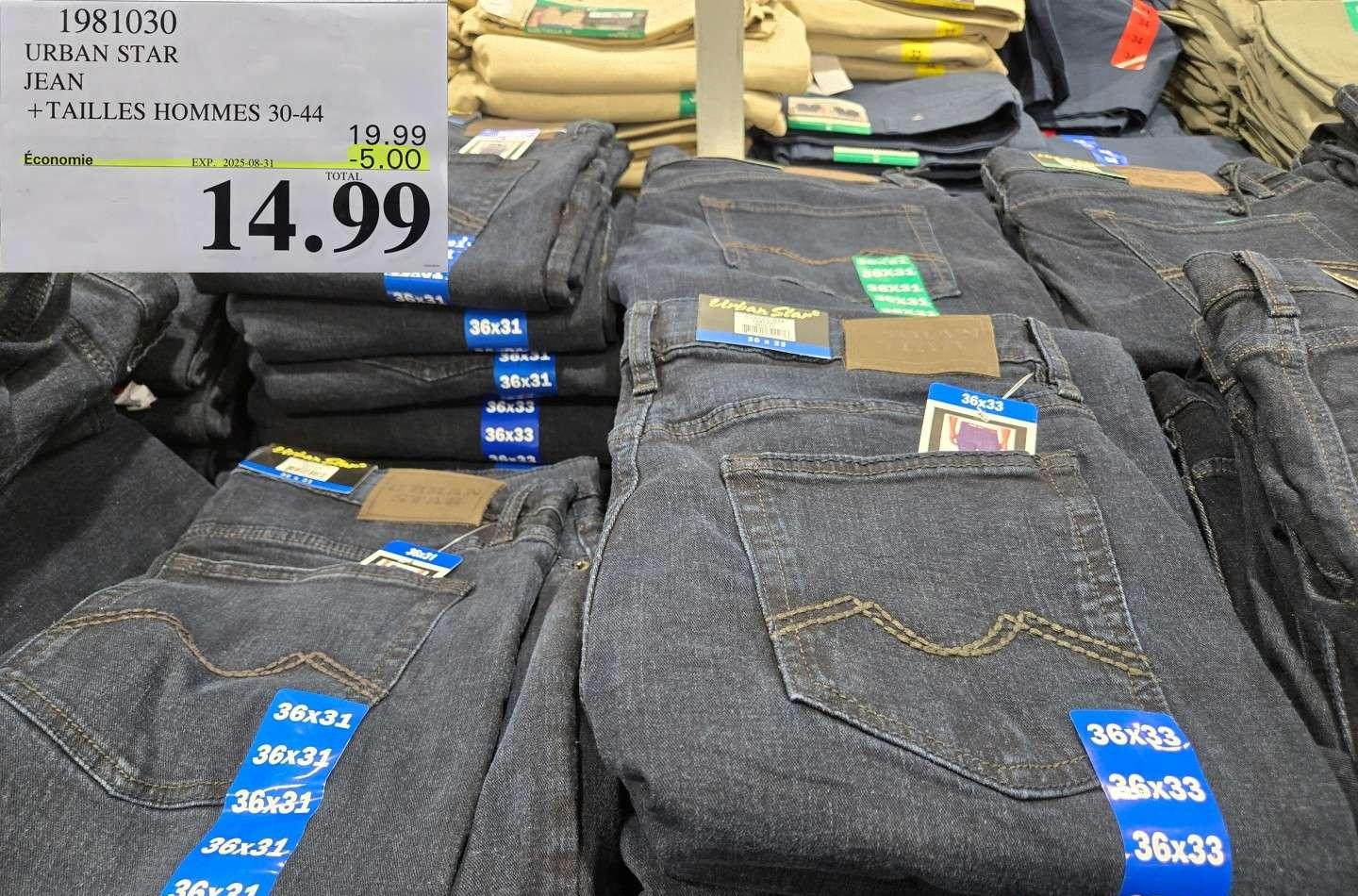 URBAN STAR JEAN +TAILLES HOMMES 30-44 at Costco
