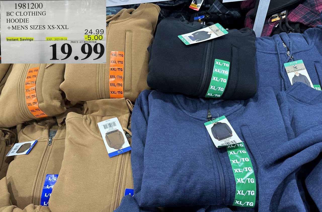 BC CLOTHING HOODIE MENS SIZES XS-XXL at Costco