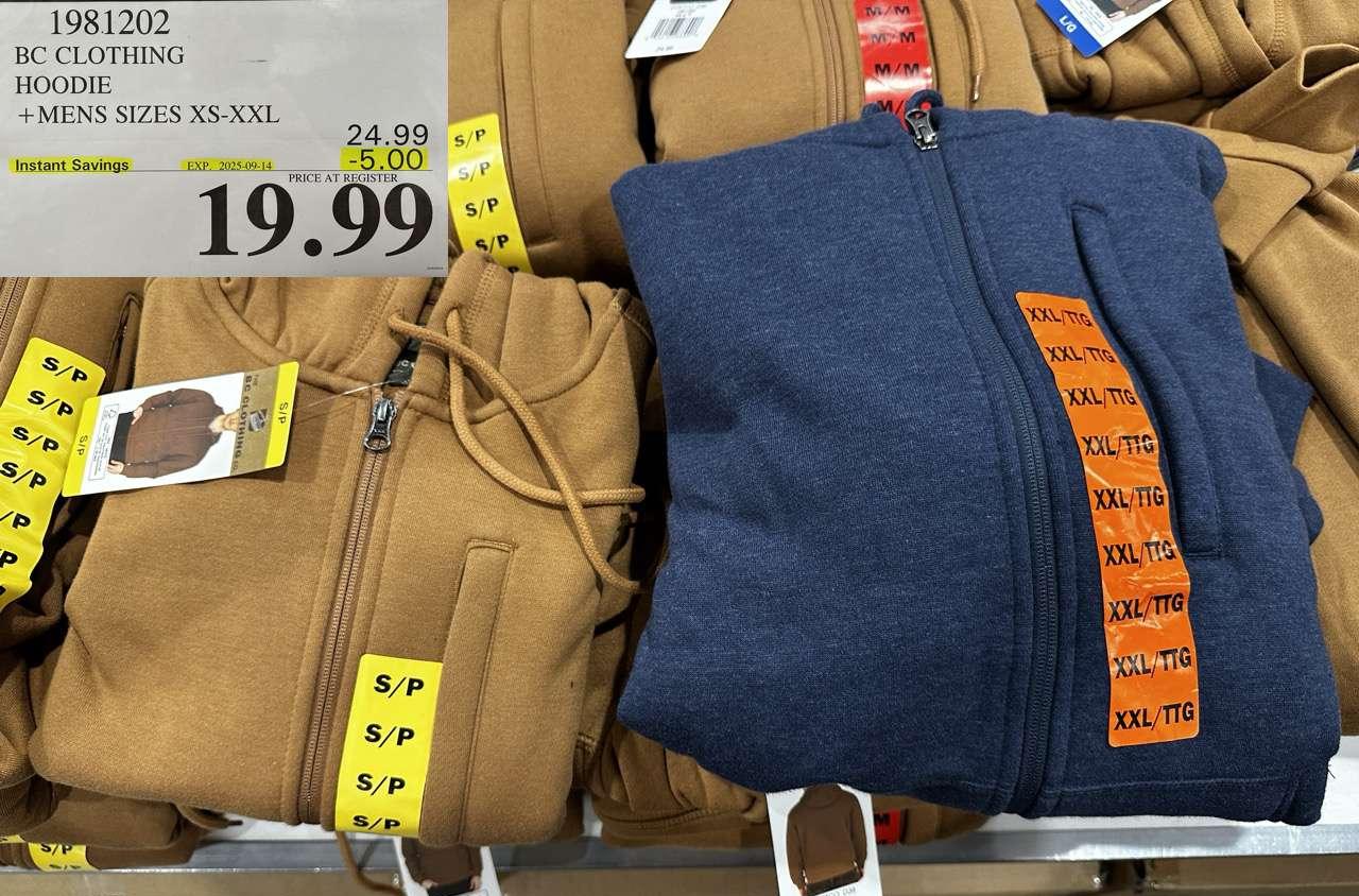 BC CLOTHING HOODIE MENS SIZES XS-XXL at Costco