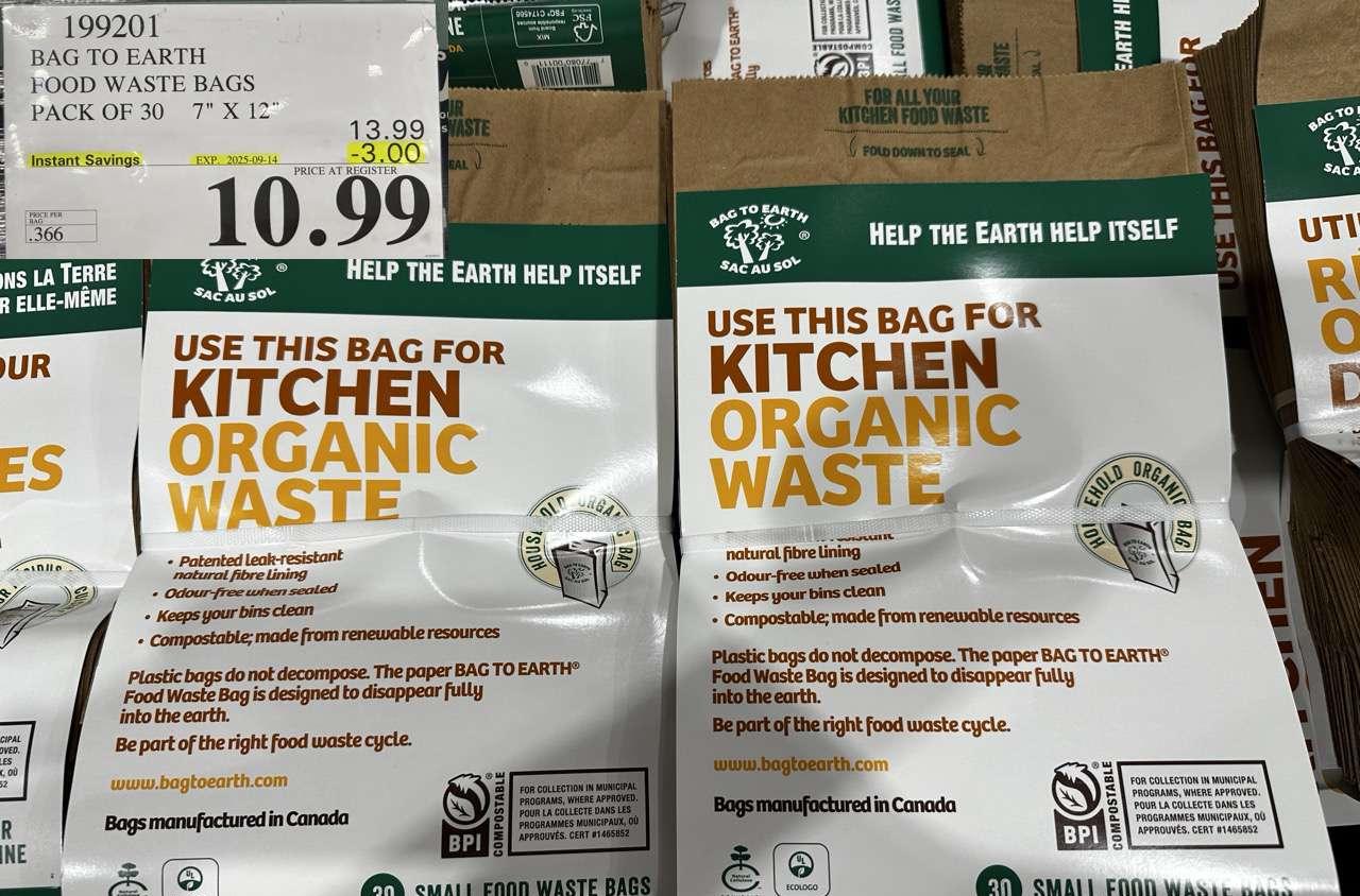 BAG TO EARTH FOOD WASTE BAGS PACK OF 30 7" x 12" - Costco Canada deal - Save $3.00 - Household Essentials