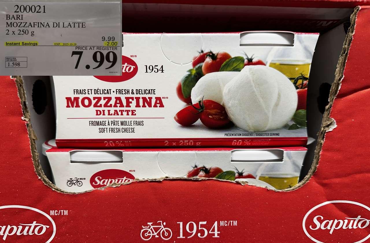 BARI MOZZAFINA DI LATTE 2 x 250 g - Costco Canada deal - Save $2.00 - Food & Beverage