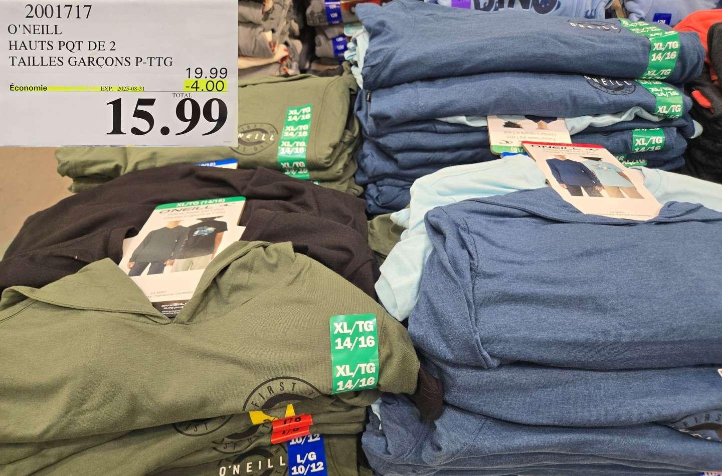O'NEILL HAUTS POT DE 2 TAILLES GARCONS P-TTG at Costco