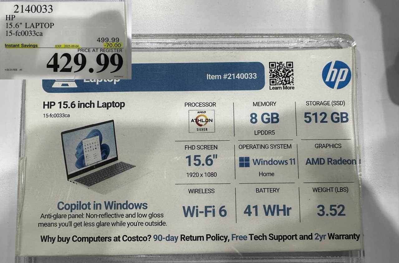 HP 15.6" LAPTOP 15-FC0033CA at Costco