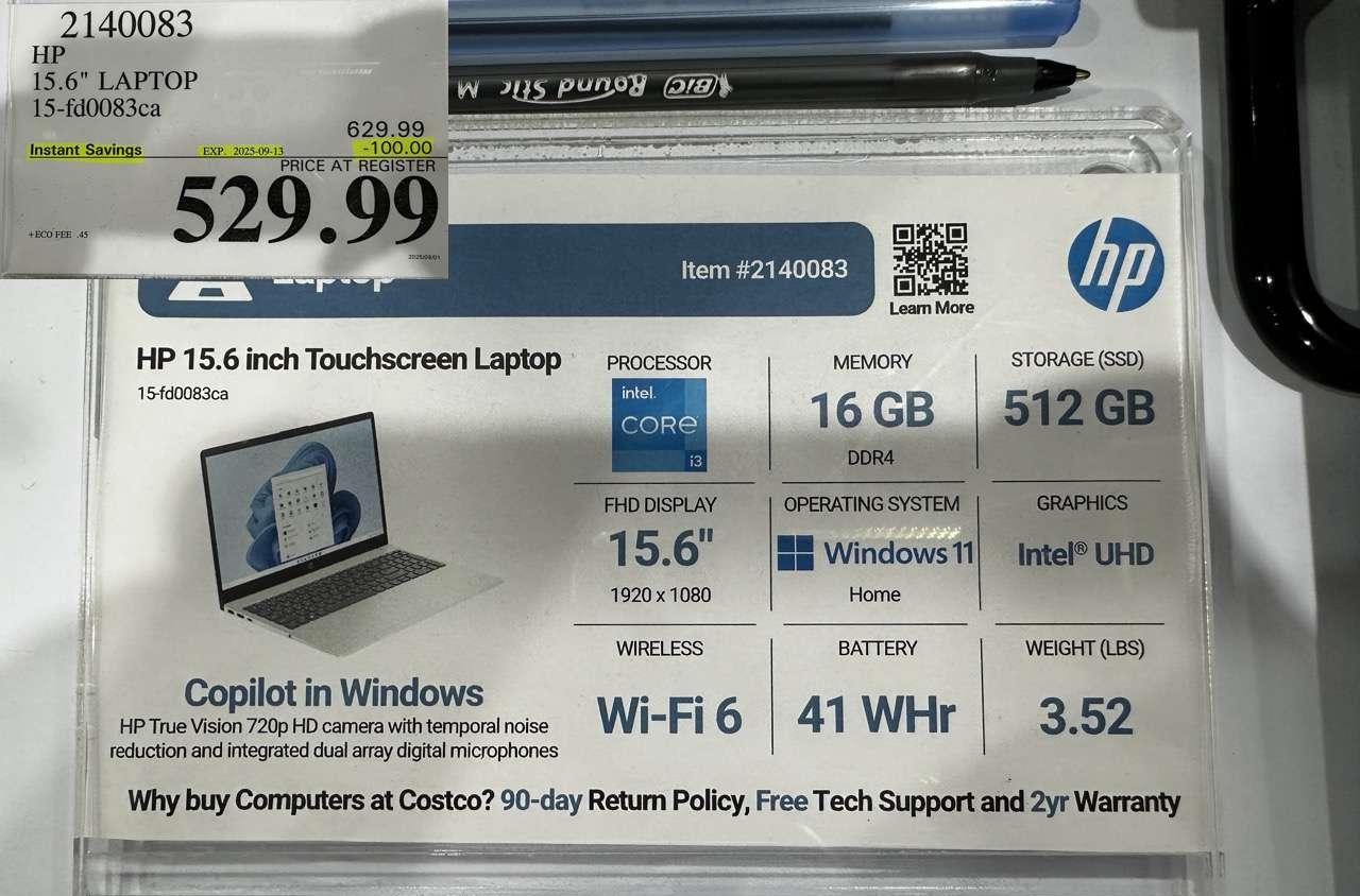 HP 15.6" LAPTOP 15-FD0083CA at Costco