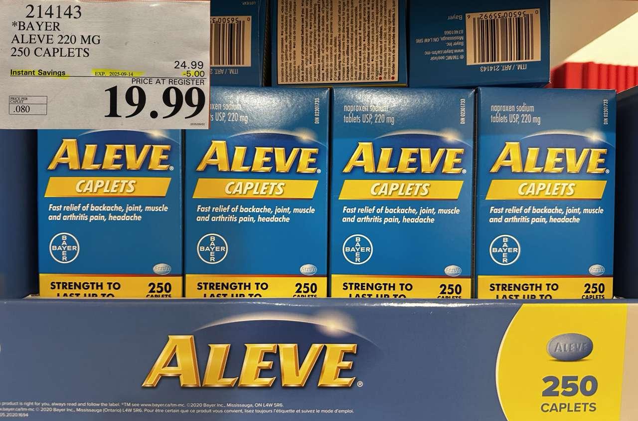 BAYER ALEVE 220 MG 250 CAPLETS - Costco Canada deal - Save $5.00 - Health and Beauty