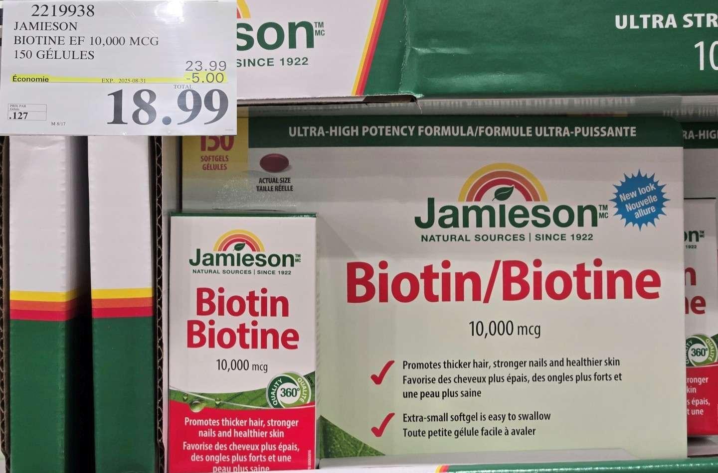 JAMIESON BIOTINE 10,000 MCG 150 GELULES at Costco