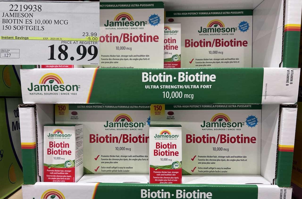 JAMIESON BIOTIN 10,000 MCG 150 SOFTGELS at Costco