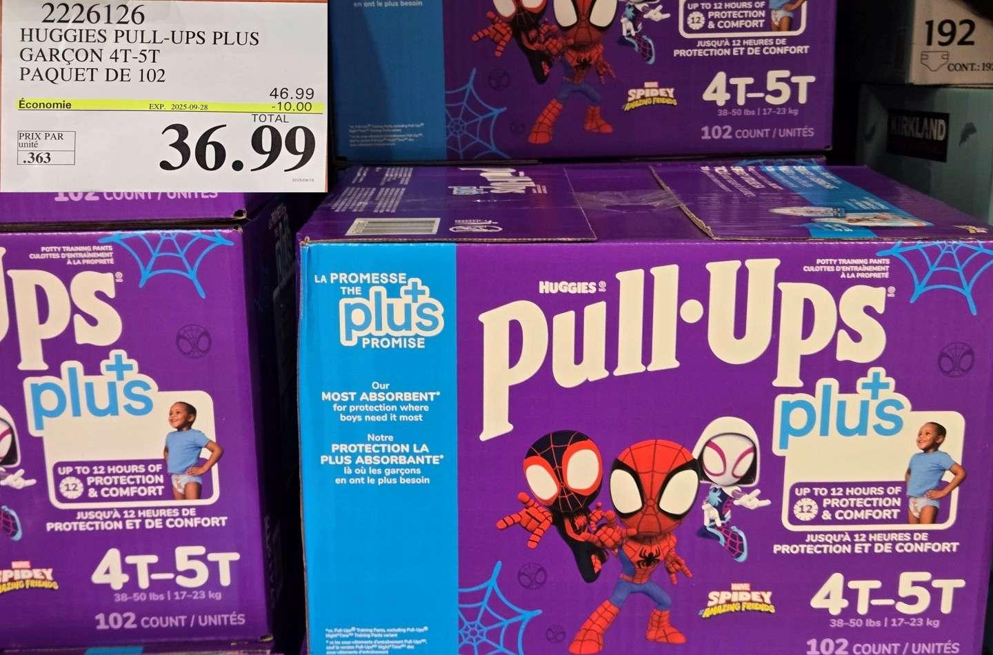 HUGGIES PULL-UPS PLUS  GARCON  4T-5T   PAQUET DE 102 at Costco