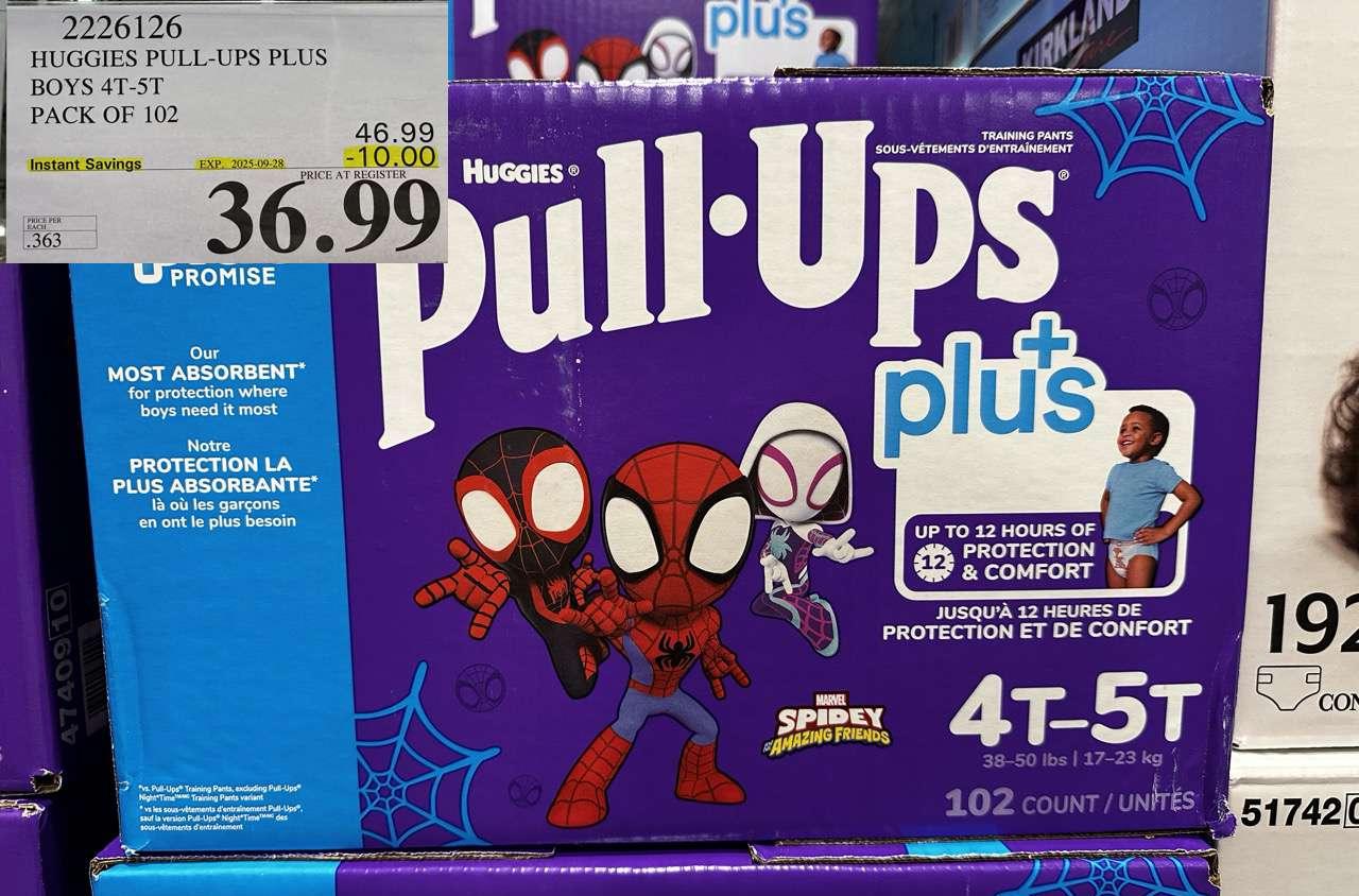 HUGGIES PULL-UPS PLUS BOYS 4T-5T PACK OF 102 at Costco