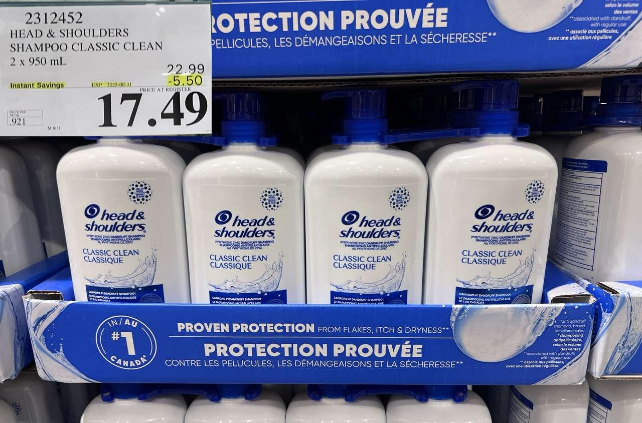 HEAD & SHOULDERS SHAMPOO CLASSIC CLEAN 2 X 950 ML at Costco