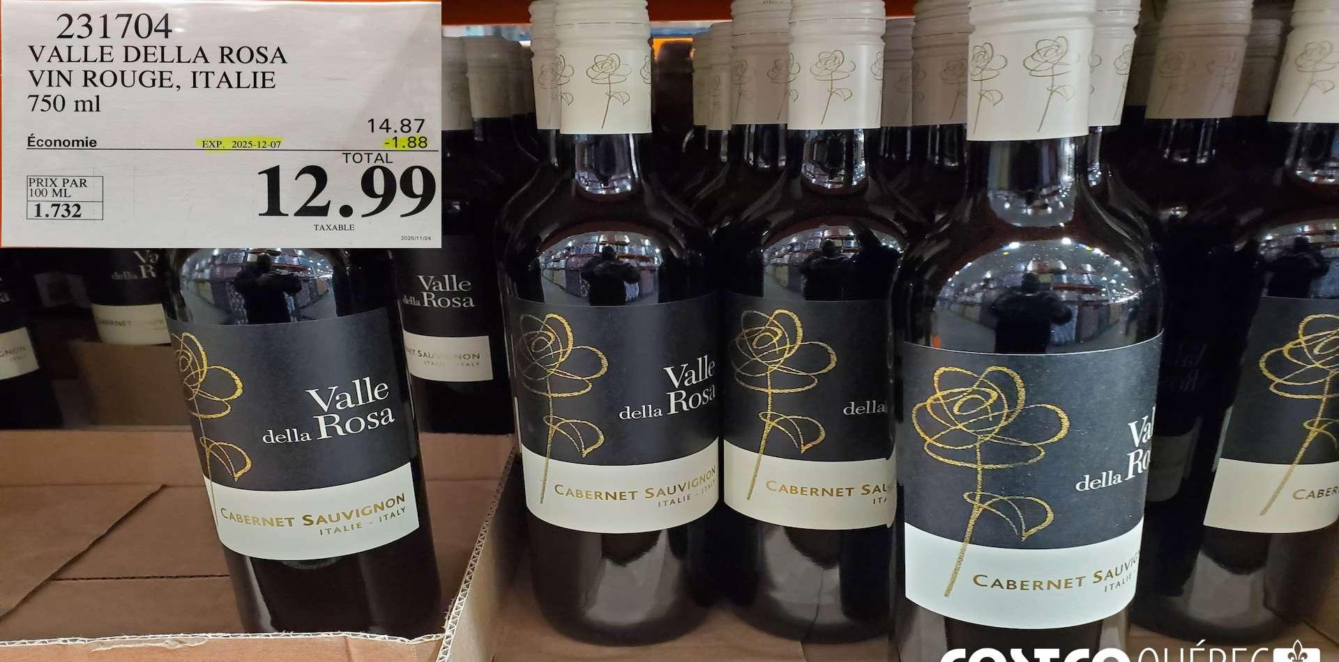 VALLE DELLA ROSA VIN ROUGE, ITALIE 750 mL at Costco