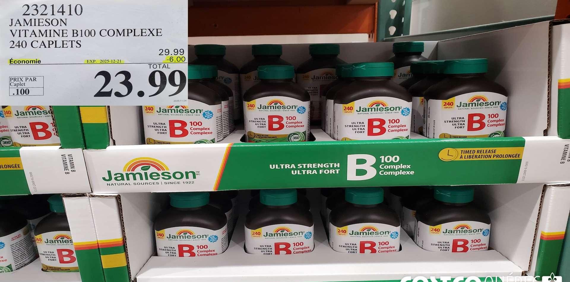 JAMIESON VITAMINE B100 COMPLEXE 240 CAPLETS at Costco