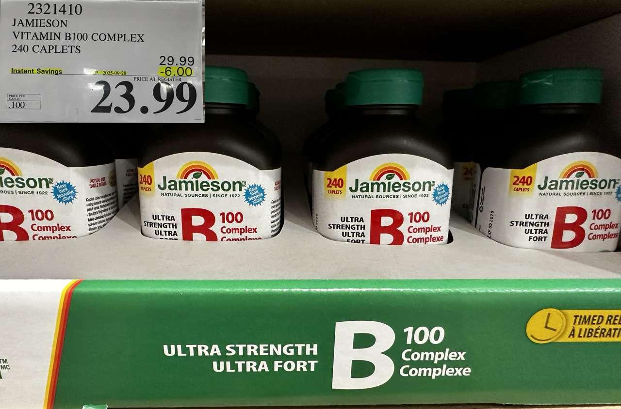 JAMIESON VITAMIN B100 COMPLEX 240 CAPLETS - Costco Canada deal - Save $6.00 - Health and Beauty