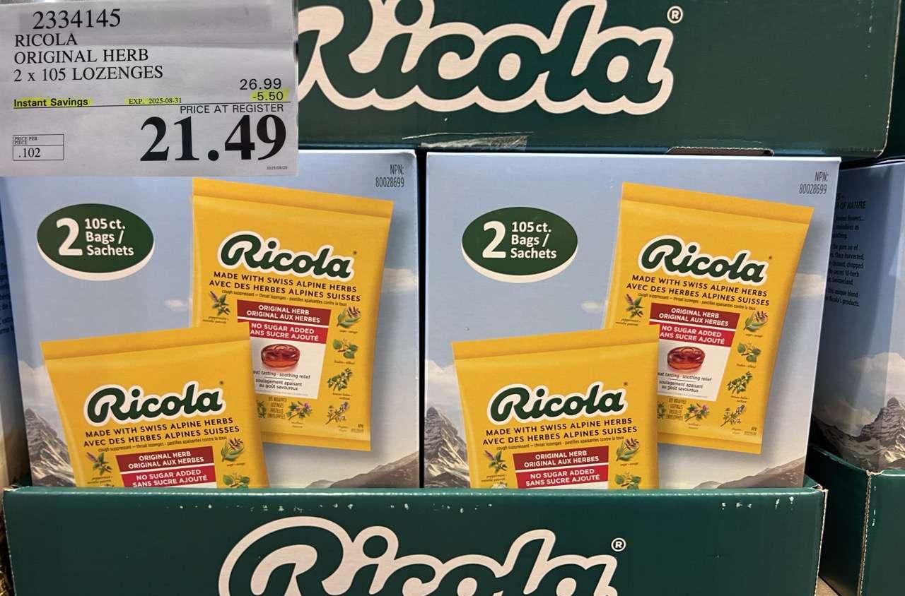 RICOLA ORIGINAL HERB 2 X 105 LOZENGES at Costco