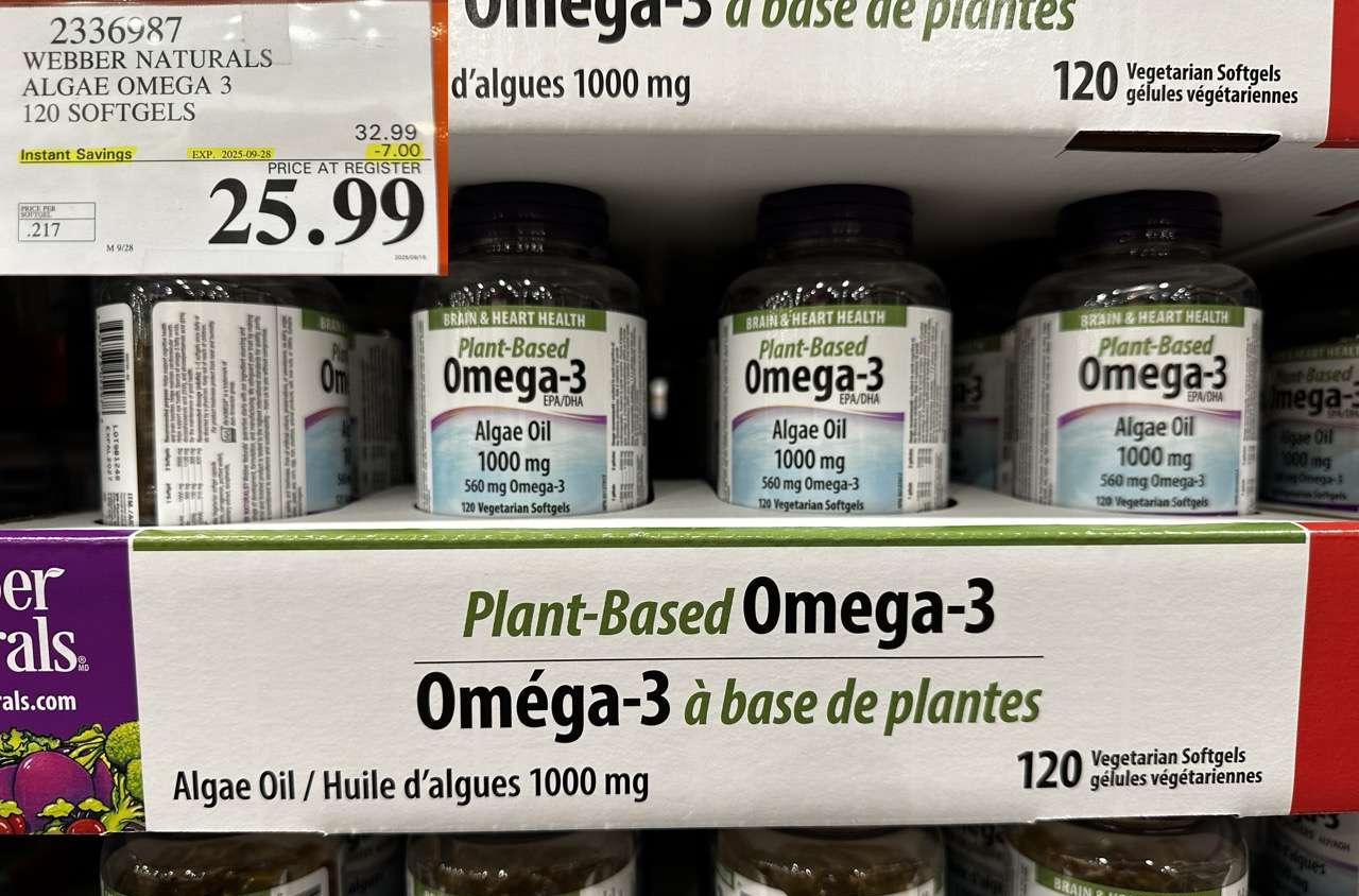 WEBBER NATURALS ALGAE OMEGA-3 560MG 120 SOFTGELS at Costco