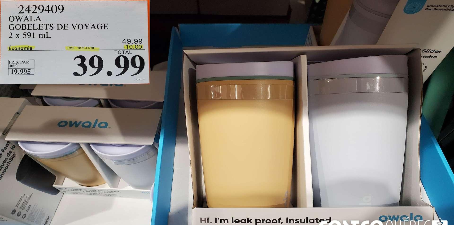 OWALA GOBELETS DE VOYAGE @ 20 oz / 591 mL at Costco