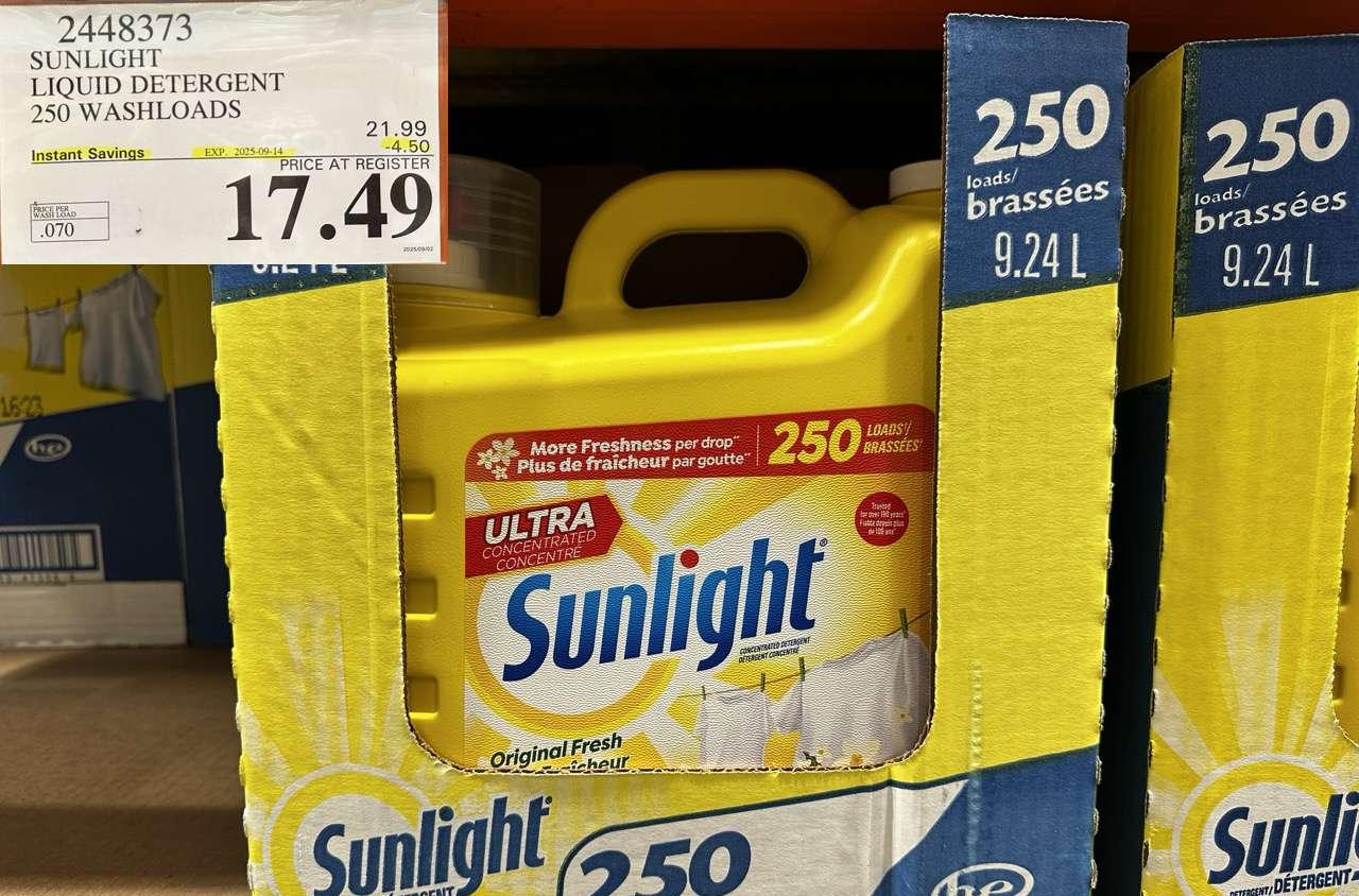 SUNLIGHT LIQUID DETERGENT 250 WASHLOADS - Costco Canada deal - Save $4.50 - Household Essentials