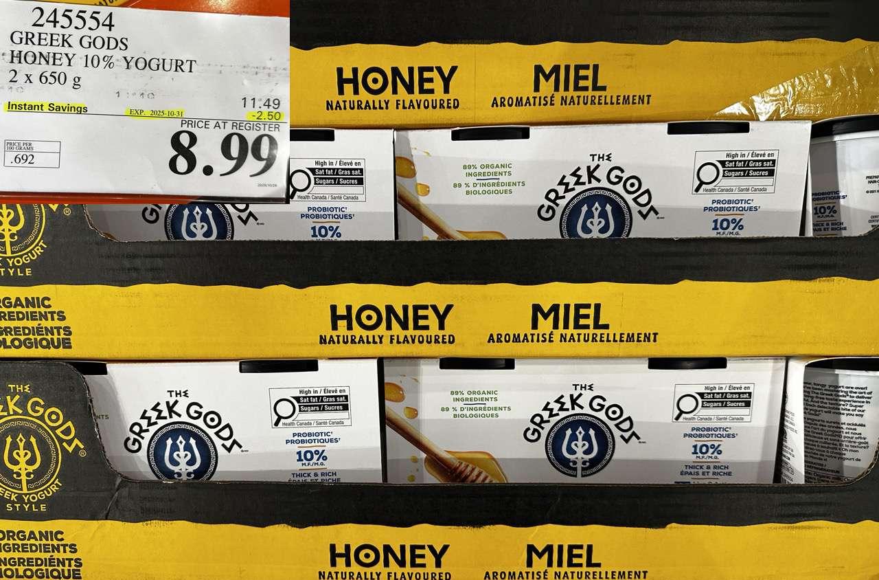 GREEK GODS HONEY 10% YOGURT 2 X 650G at Costco