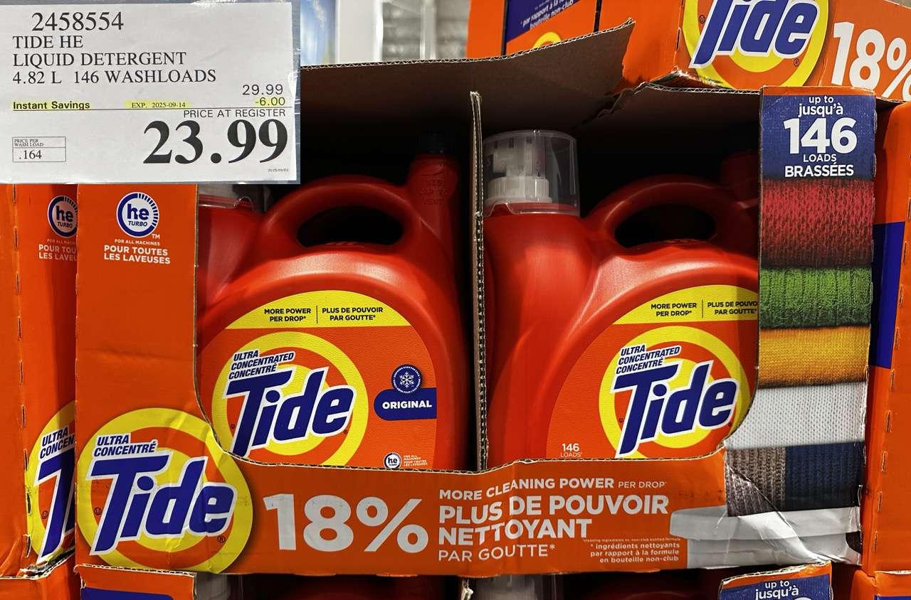 TIDE HE LIQUID DETERGENT 4.82 L 146 WASHLOADS - Costco Canada deal - Save $6.00 - Household Essentials