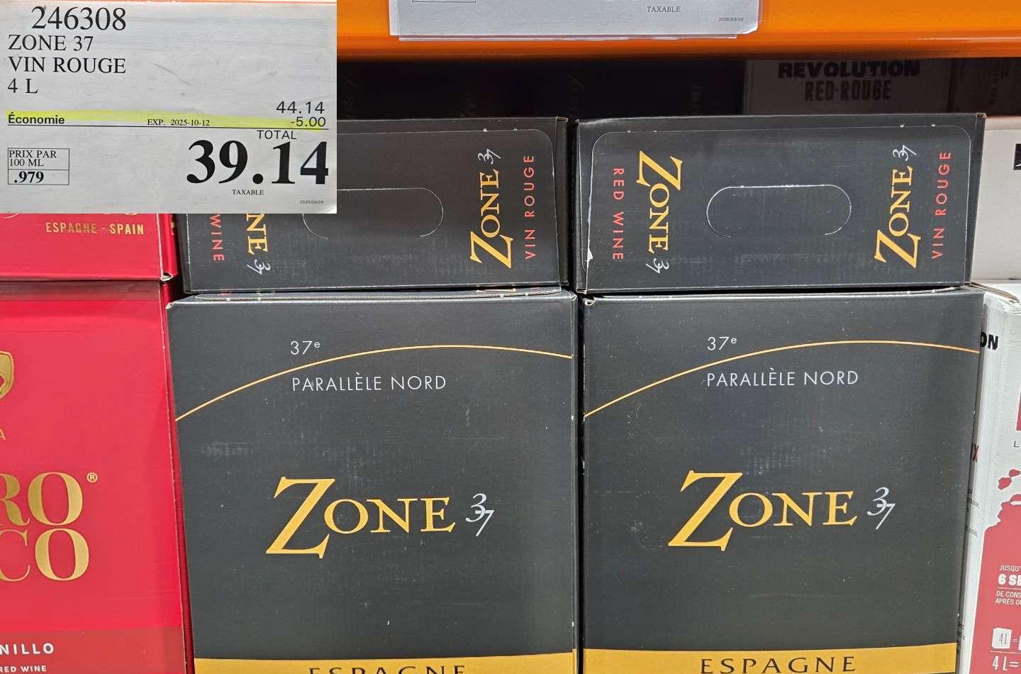 ZONE 37   VIN ROUGE 4L at Costco