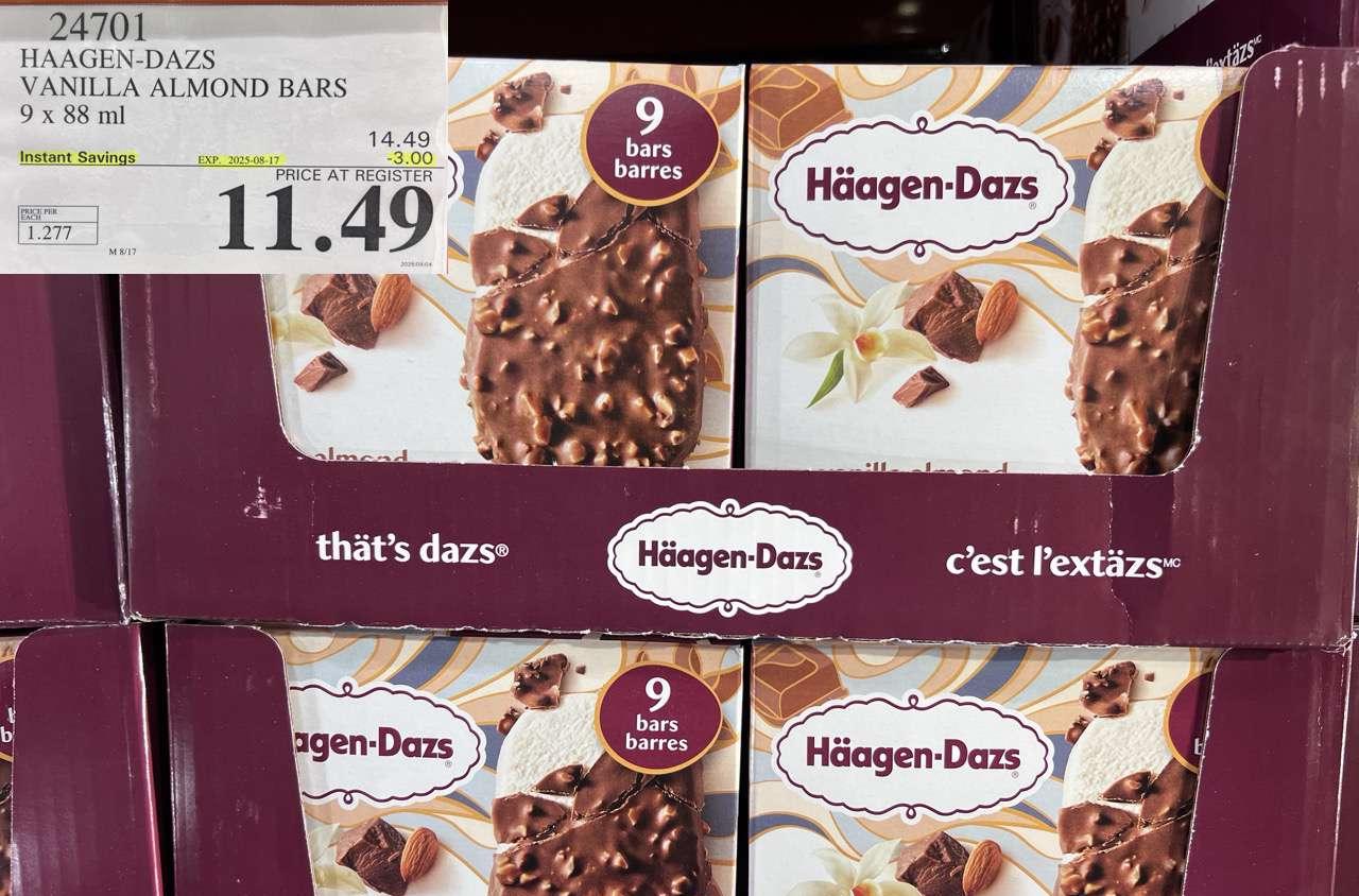 HAAGEN-DAZS VANILLA ALMOND BARS 9 x 88 ml at Costco