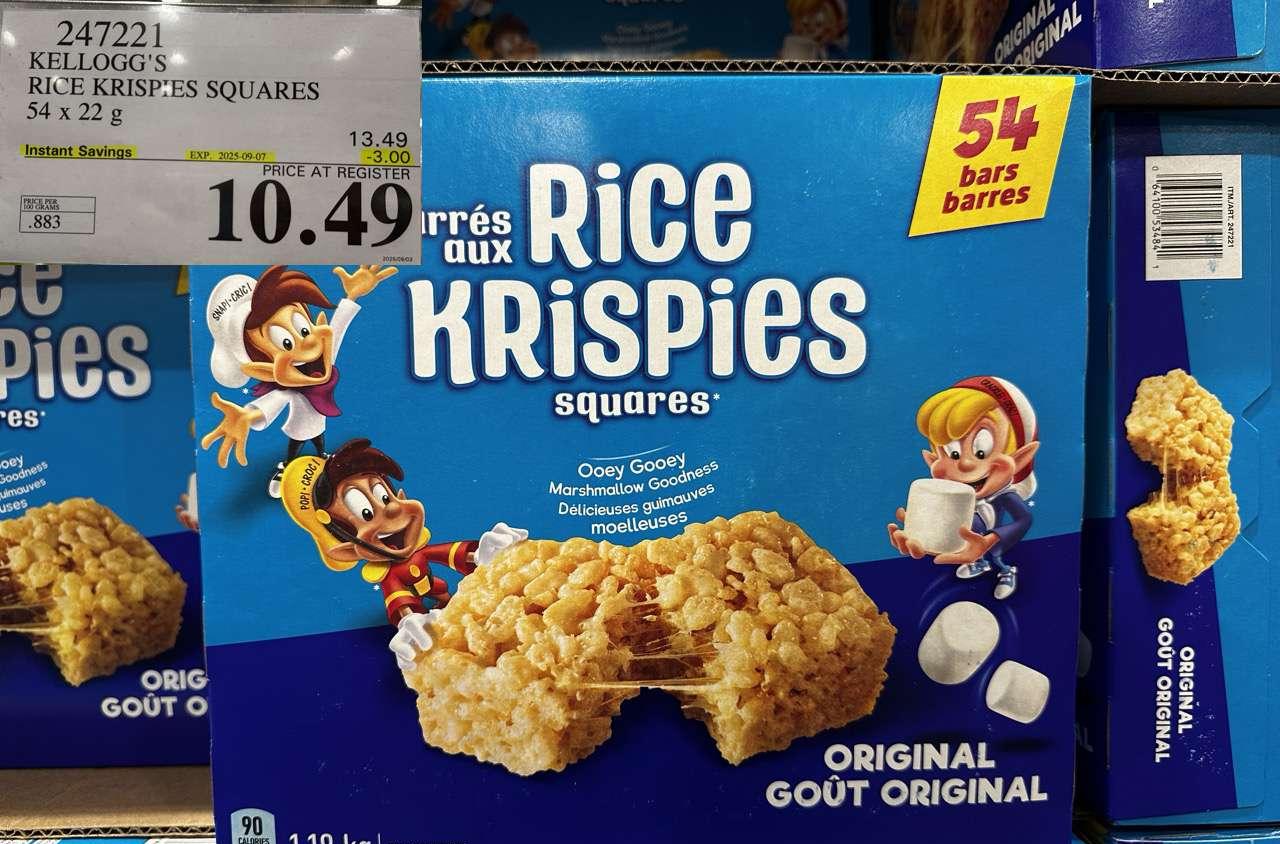 KELLOGG'S RICE KRISPIES SQUARES 54 X 22 G - Costco Canada deal - Save $3.00 - Food & Beverage