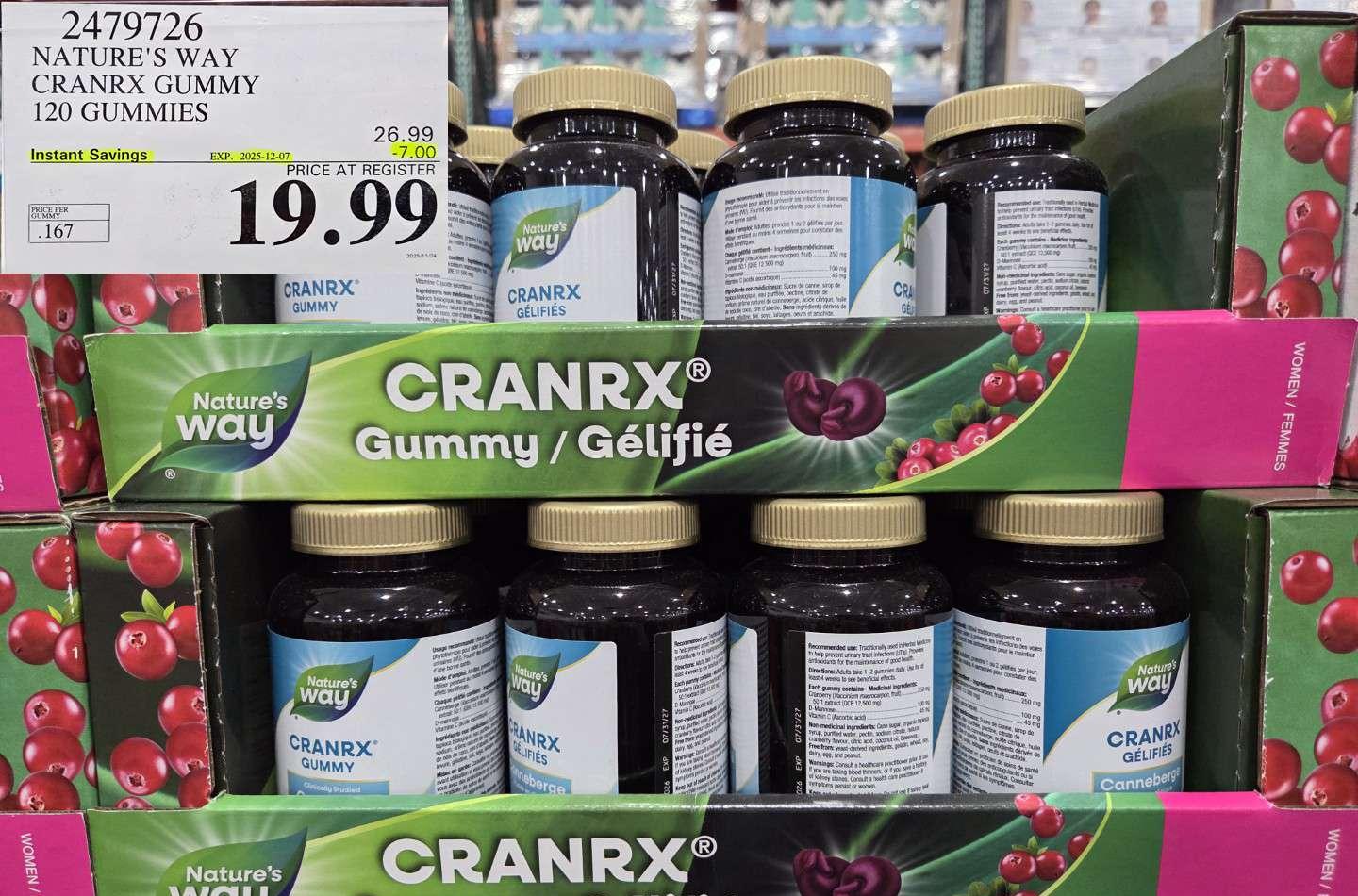 NATURE'S WAY CRANRX GUMMY 120 GUMMIES - Costco Canada deal - Save $7.00 - Health and Beauty