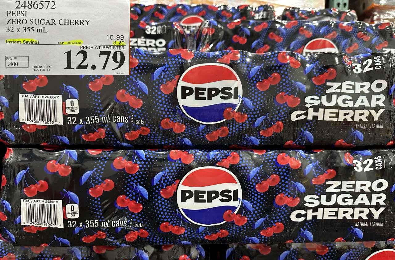 PEPSI ZERO SUGAR CHERRY 32 X 355ML - Costco Canada deal - Save $3.20 - Food & Beverage