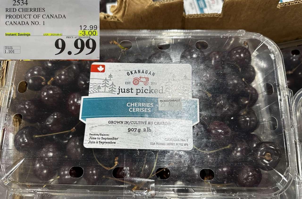 RED CHERRIES PRODUCT OF CANADA CANADA NO. 1 at Costco