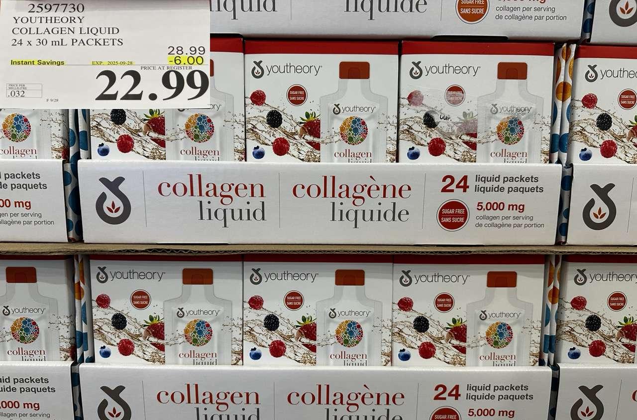 YOUTHEORY LIQUID COLLAGEN 24 X 30ML POUCHES at Costco