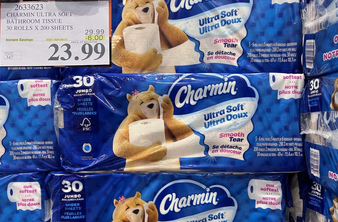 CHARMIN ULTRA SOFT BATHROOM TISSUE 30 ROLLS X 200 SHEETS at Costco