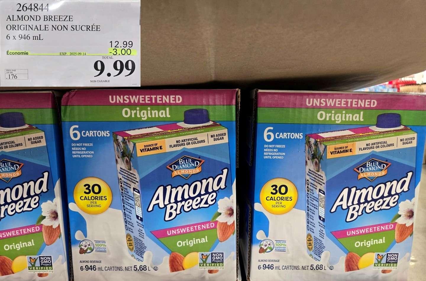 ALMOND BREEZE NON SUCRE ORIGINALE  6 x 946 mL at Costco