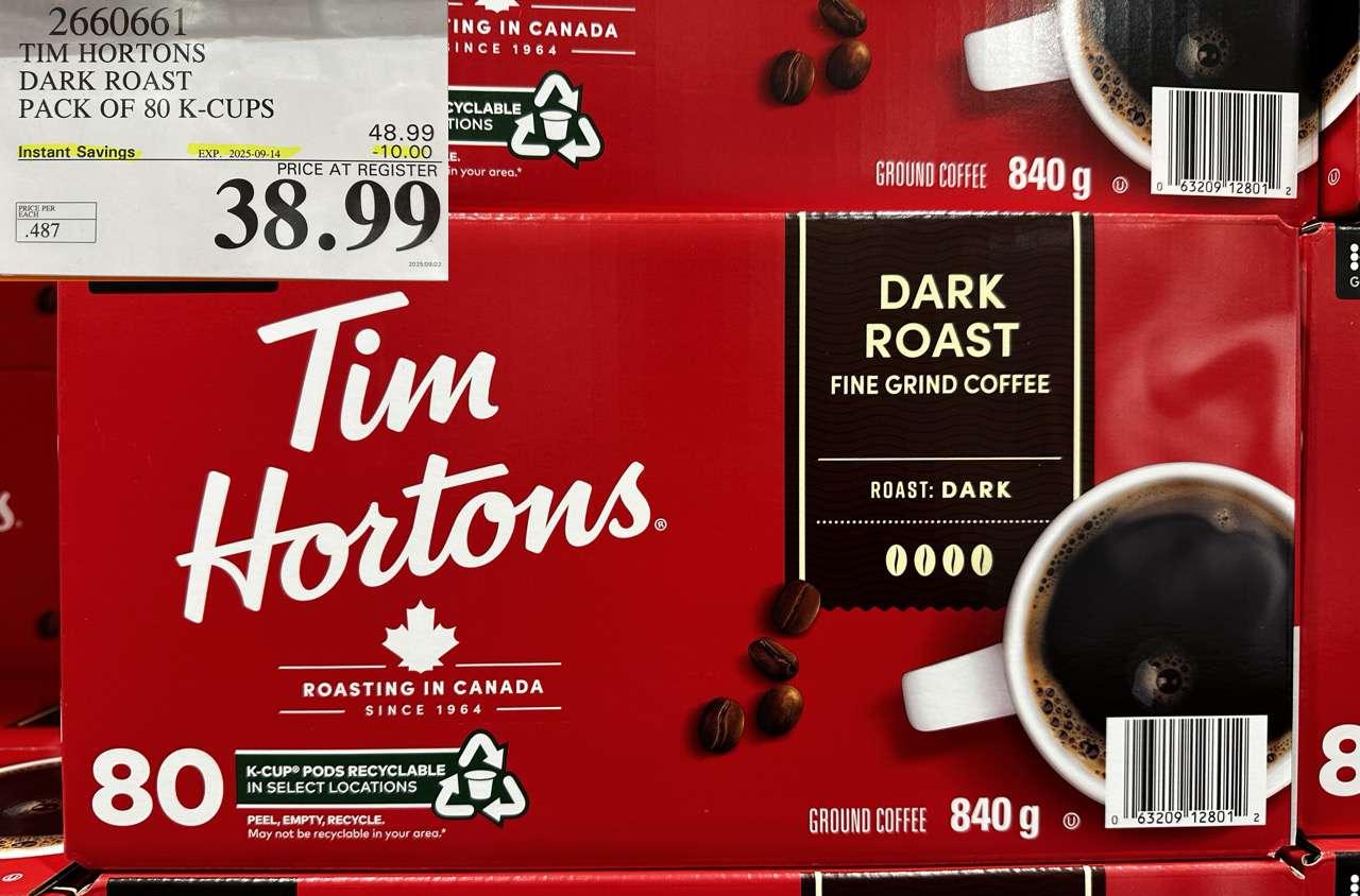 TIM HORTONS DARK K-CUPS 80 COUNT - Costco Canada deal - Save $10.00 - Food & Beverage