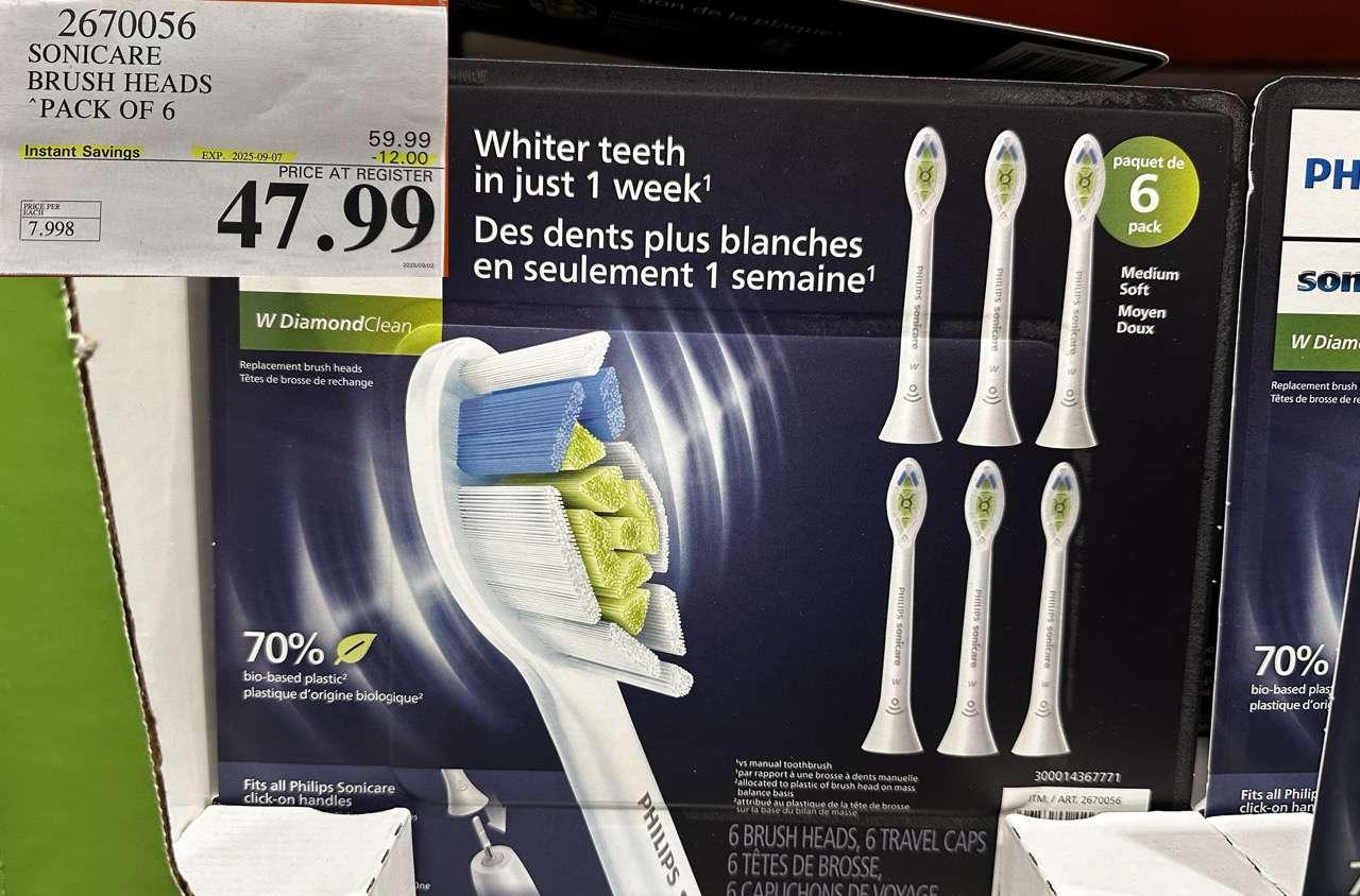 SONICARE BRUSH HEADS PACK OF 6 - Costco Canada deal - Save $12.00 - Health and Beauty