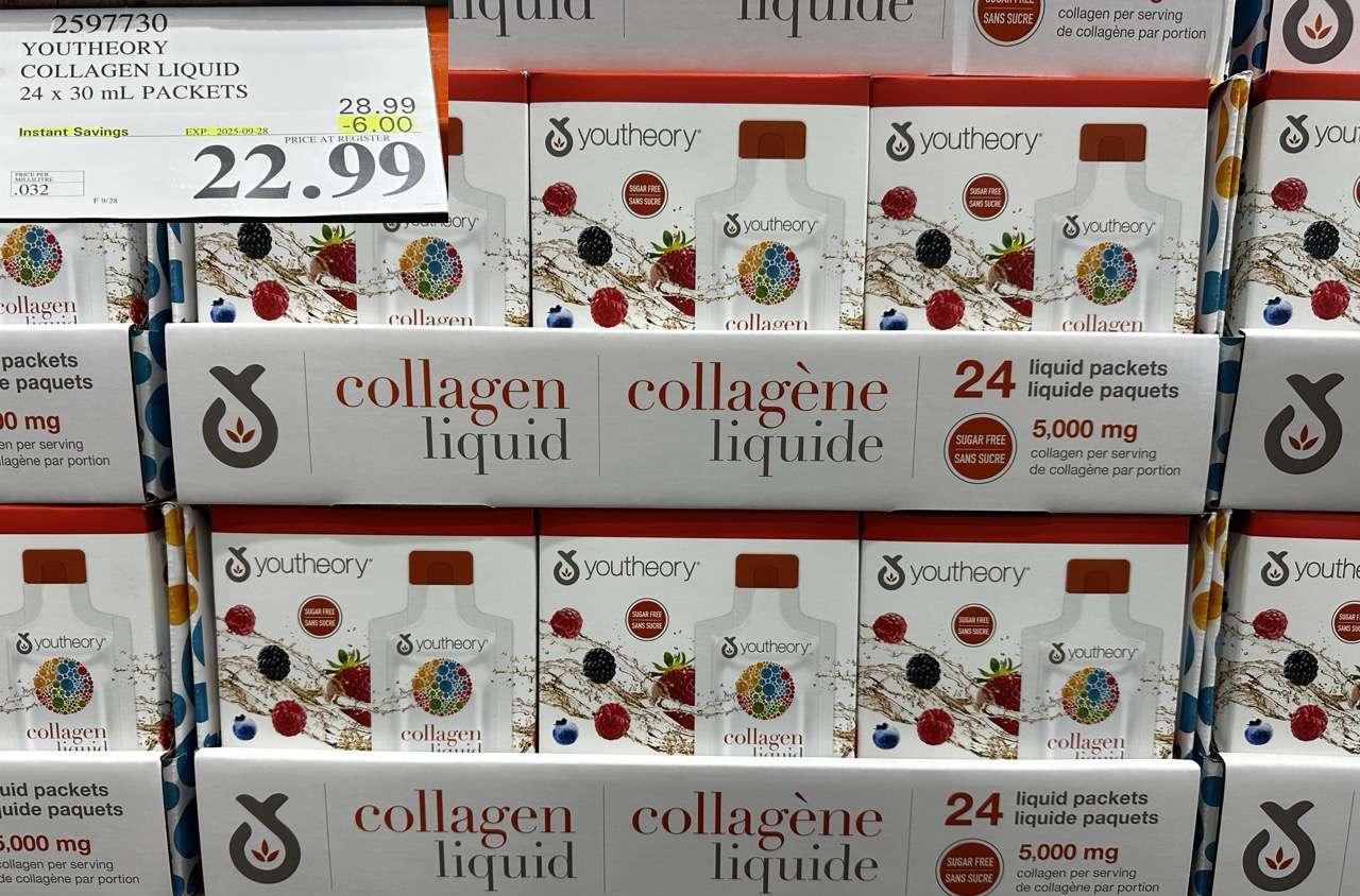YOUTHEORY COLLAGEN LIQUID 24 X 30ML PACKETS at Costco
