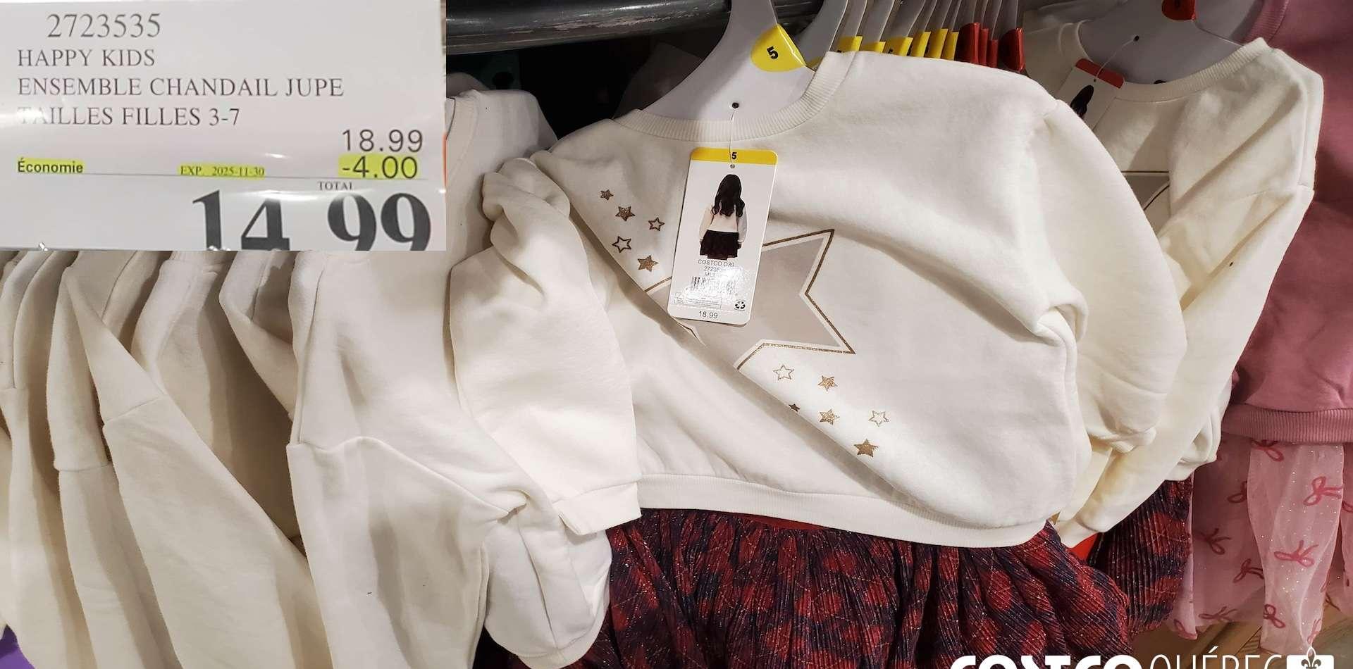 HAPPY KIDS ENSEMBLE CHANDAIL JUPE FLLES FILLES 3-7 at Costco