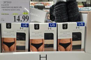 HALSTON SMOOTHWEAR BIKINI 4PK LADIES SIZES S-XXL at Costco