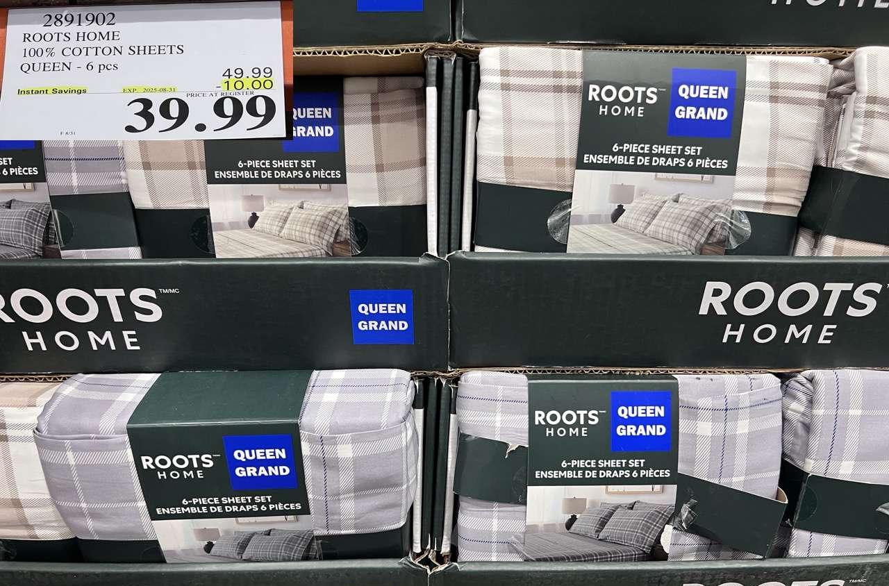 ROOTS HOME COTTON SHEETS QUEEN 6PC at Costco